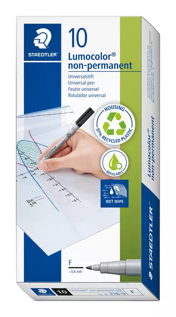 Buy your Viltstift Staedtler Lumocolor 316 non permanent F zwart at QuickOffice BV