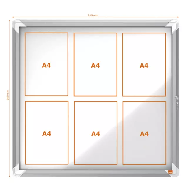 Een Binnenvitrine Nobo Premium Plus 6x A4 draaideur magnetisch koop je bij De Joma BV