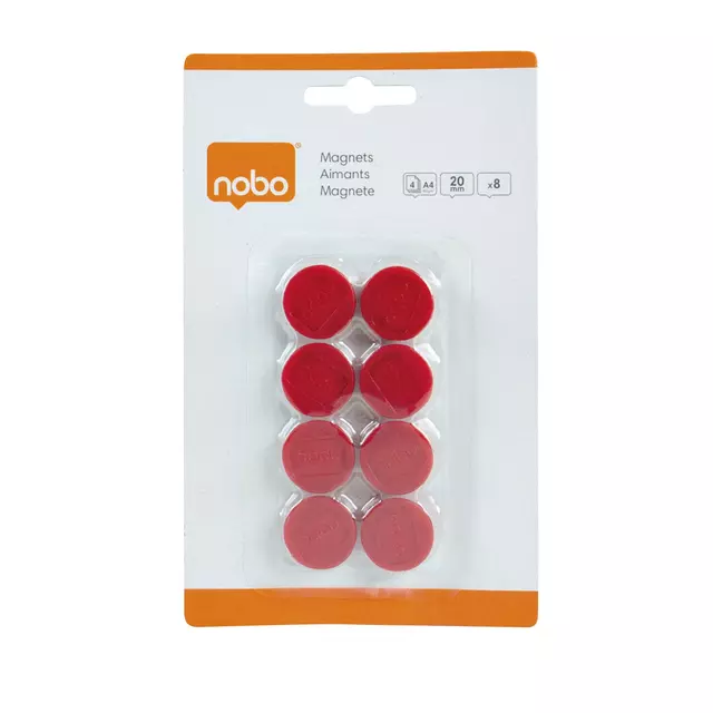 Een Magneet Nobo 20mm 120gr rood koop je bij Supply Mij