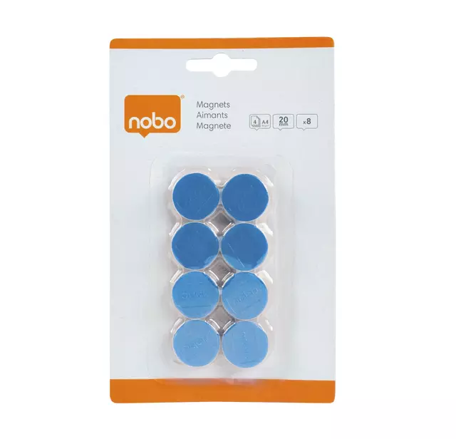 Een Magneet Nobo 20mm 120gr blauw 8 stuks koop je bij Deska Alles voor Kantoor