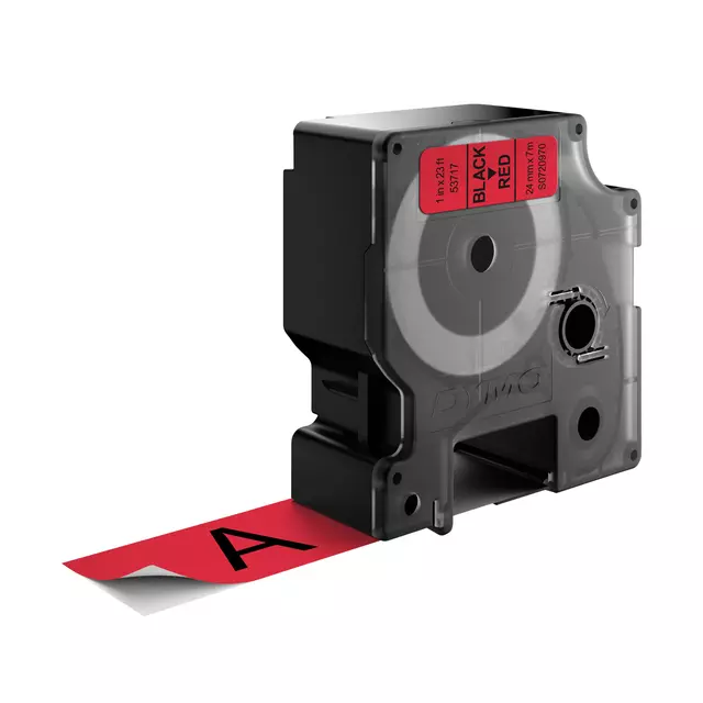Een Labeltape Dymo LabelManager D1 polyester 24mm zwart op rood koop je bij Schellen Boek- en Kantoorboekhandel