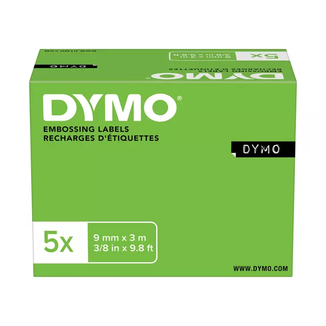Een Reliëftape Dymo Rhino embossing vinyl 9mm assorti 3 stuks koop je bij QuickOffice BV
