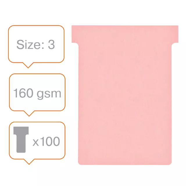 Een Planbord T-kaart Nobo nr 3 80mm roze 100 stuks koop je bij Clippz! Office Supplies