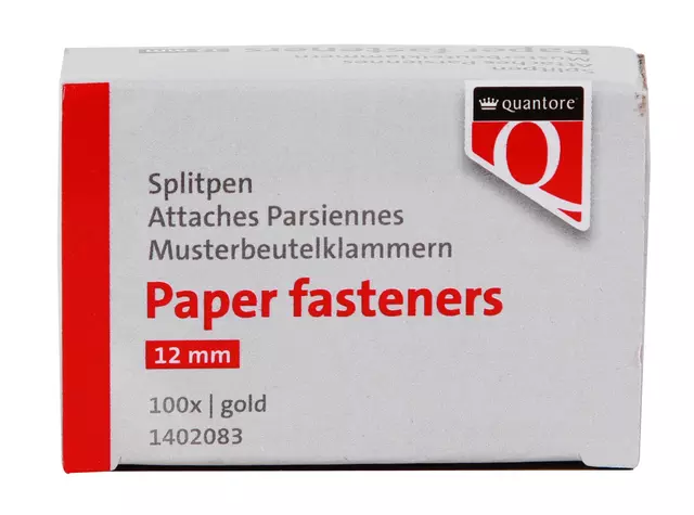 Een Splitpen Quantore 12mm 100 stuks goud koop je bij Romijn Office Supply