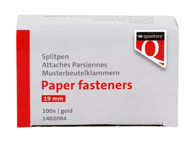 Een Splitpen Quantore 19mm 100 stuks goud koop je bij QuickOffice BV