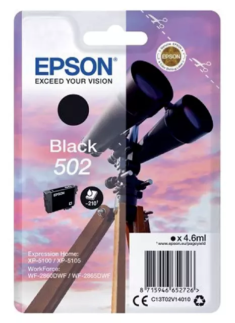Een Inktcartridge Epson 502 T02V1 zwart koop je bij All Office Kuipers BV
