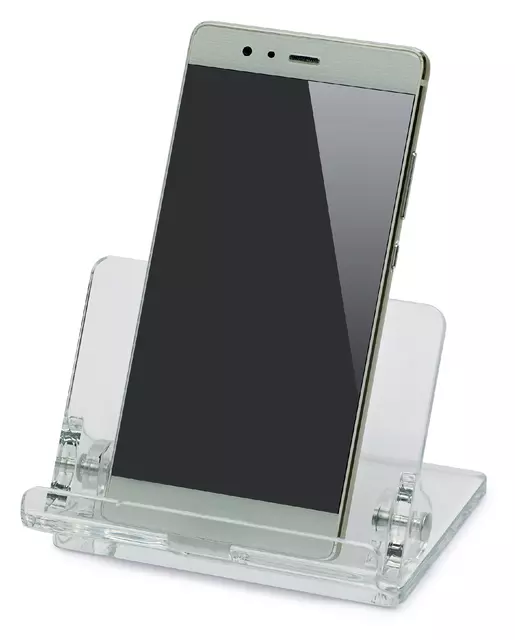 Een Telefoonstandaard MAUL 9.7x10.5x7.6cm standhoek instelbaar acryl koop je bij De Joma BV