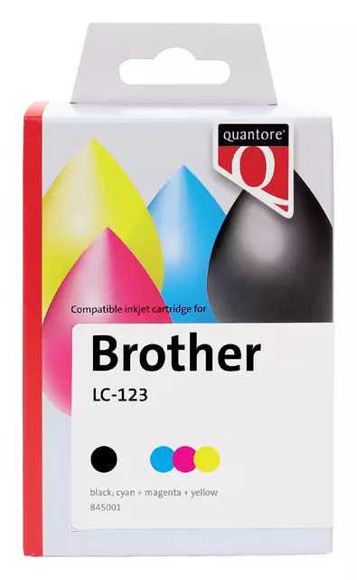 Een Inktcartridge Quantore alternatief tbv Brother LC-123 zwart + 3 kleuren koop je bij Schellen Boek- en Kantoorboekhandel