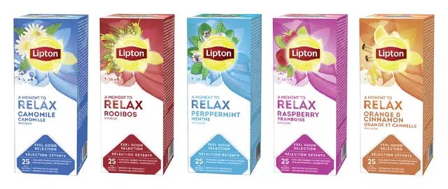 Een Thee Lipton Relax camomile 25x1.5gr koop je bij D. Sonneveld B.V.