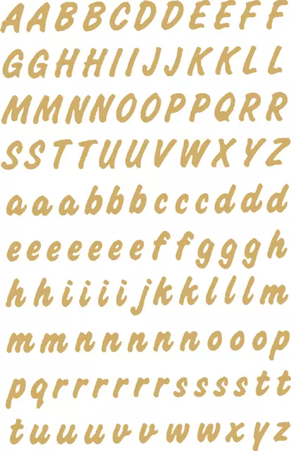 Een Etiket HERMA 4152 8mm letters A-Z goud op transparant 238stuks koop je bij De Joma BV