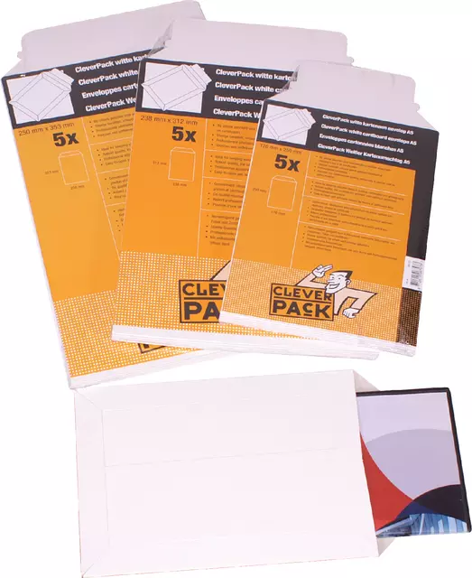 Een Envelop CleverPack karton A5 176x250mm wit pak à 5 stuks koop je bij QuickOffice BV
