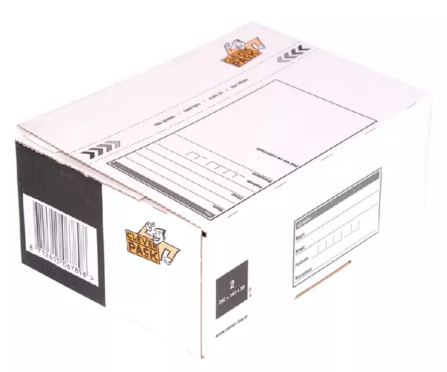 Een Postpakketbox 2 CleverPack 200x140x80mm 25st wit koop je bij All Office Kuipers BV
