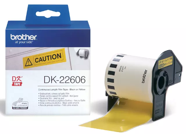 Een Etiket Brother DK-22606 62mm 15-meter gele film koop je bij Schellen Boek- en Kantoorboekhandel