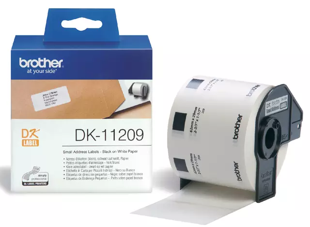 Een Etiket Brother DK-11209 29x62mm klein adres 800stuks koop je bij Schellen Boek- en Kantoorboekhandel