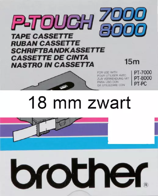 Een Labeltape Brother P-touch TX-241 18mm zwart op wit koop je bij QuickOffice BV