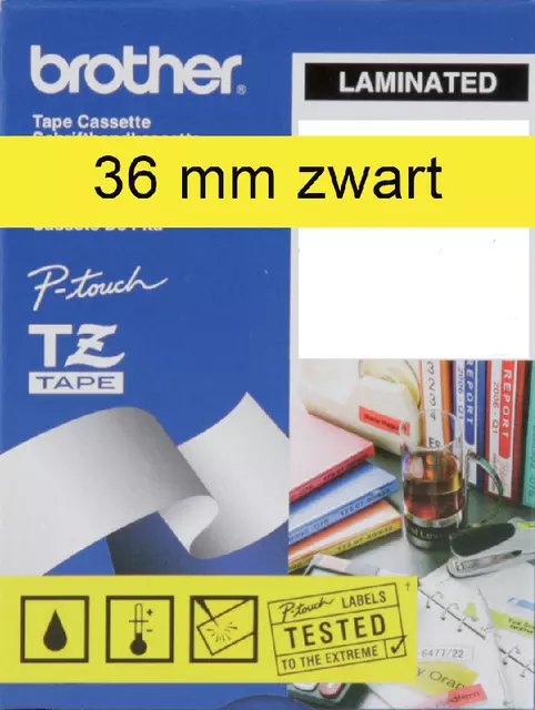 Een Labeltape Brother P-touch TZE-661 36mm zwart op geel koop je bij Schellen Boek- en Kantoorboekhandel