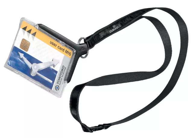 Een Porte-badge Durable 8207 avec cordon textile anthracite koop je bij QuickOffice BV