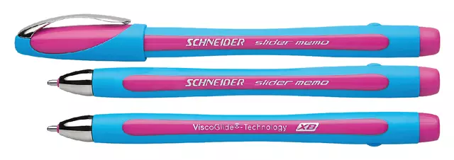 Een Balpen Schneider Slider Memo extra breed roze koop je bij "De Waal" Kantoor Efficiency