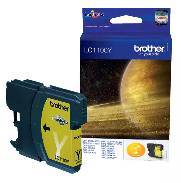 Een Inktcartridge Brother LC-1100Y geel koop je bij De Joma BV