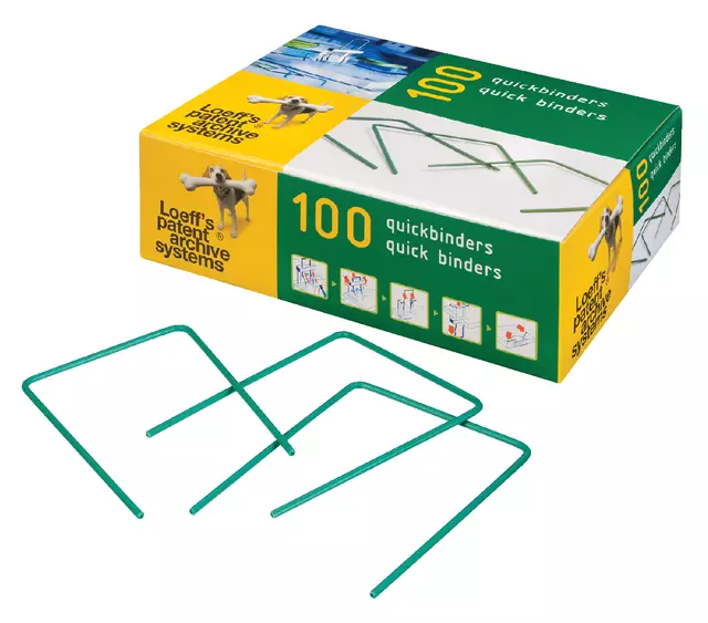 Een Bundelbeugel Loeff 1215 Quickbinder 100mm groen 100 stuks koop je bij Clippz! Office Supplies