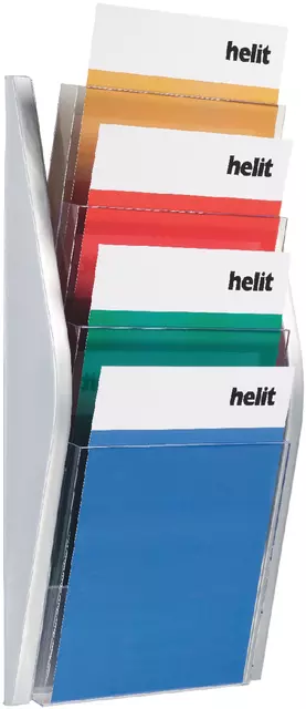 Een FOLDERHOUDER HELIT WAND 4 X A4 ZILVER koop je bij Egner kantoorspecialisten