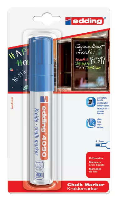 Een Krijtstift edding 4090 window blok 4-15mm blauw koop je bij All Office Kuipers BV