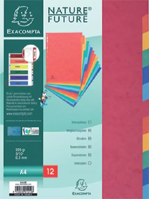 Tabbladen Exacompta 225x297mm 11-gaats 12-delig glanskarton