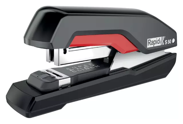 Een Bureaunietmachine Rapid Supreme fullstrip S50 60 vel zwart/rood koop je bij QuickOffice BV