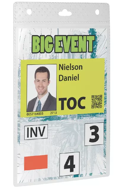 Een Badge Durable voor evenementen A6 zonder koord koop je bij De Joma BV