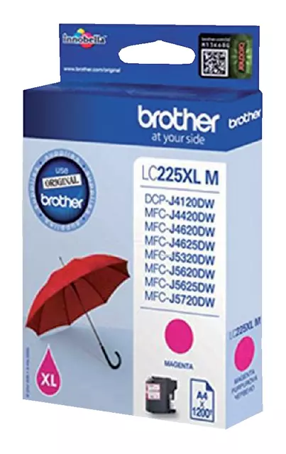 Een Inktcartridge Brother LC-225XLM rood koop je bij Clippz! Office Supplies