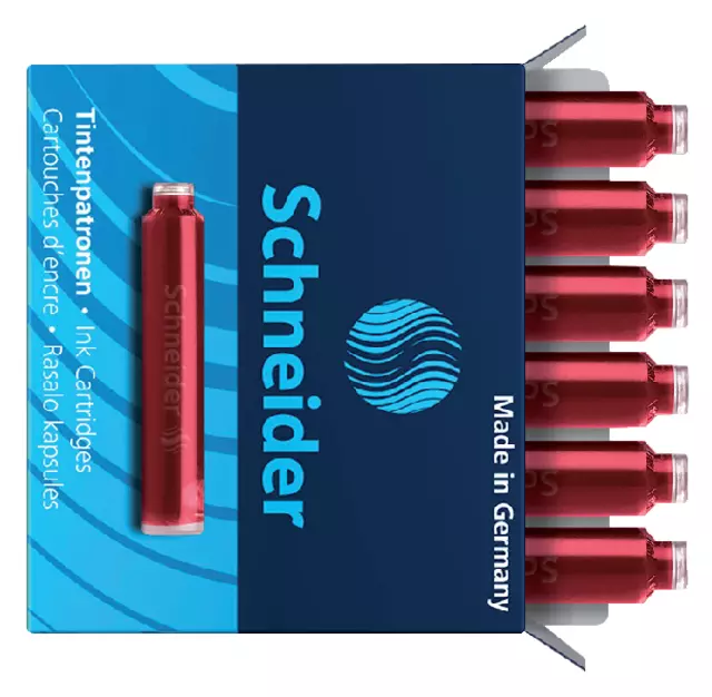 Een Inktpatroon Schneider din rood doos à 6 stuks koop je bij De Joma BV