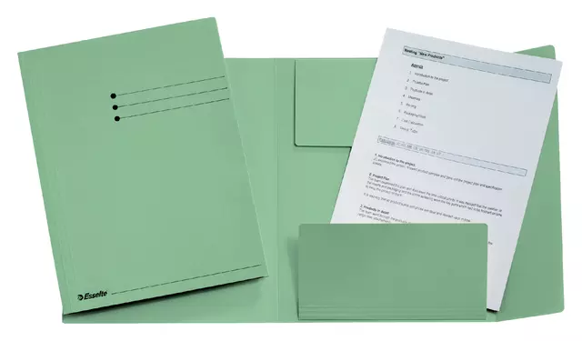 Een Dossiermap Esselte A4 3 kleppen manilla 275gr groen koop je bij De Joma BV