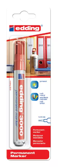 Een Marqueur edding 3000 Pointe ogive 1,5-3mm rouge sous blister koop je bij QuickOffice BV