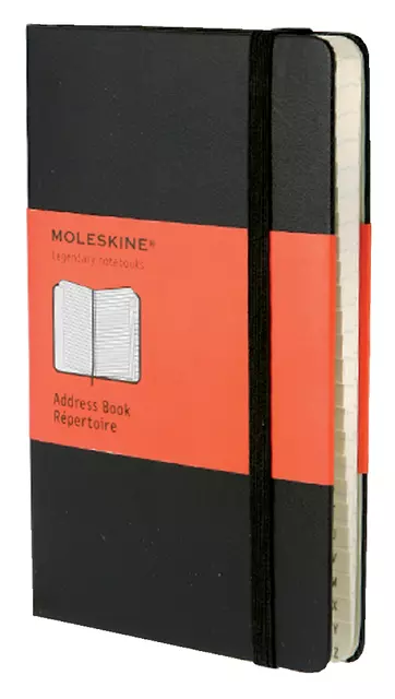 Een Adresboek Moleskine pocket 90x140mm hard cover zwart koop je bij Continu Kantoor