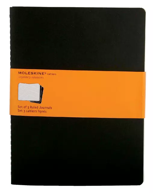 Een Schrift Moleskine 190x250mm lijn 240pag zwart 3st koop je bij All Office Kuipers BV
