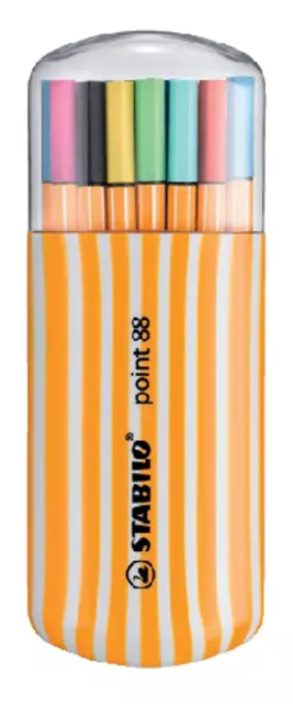 Een Fineliner STABILO point 88/20 zebra-etui F assorti koop je bij "De Waal" Kantoor Efficiency