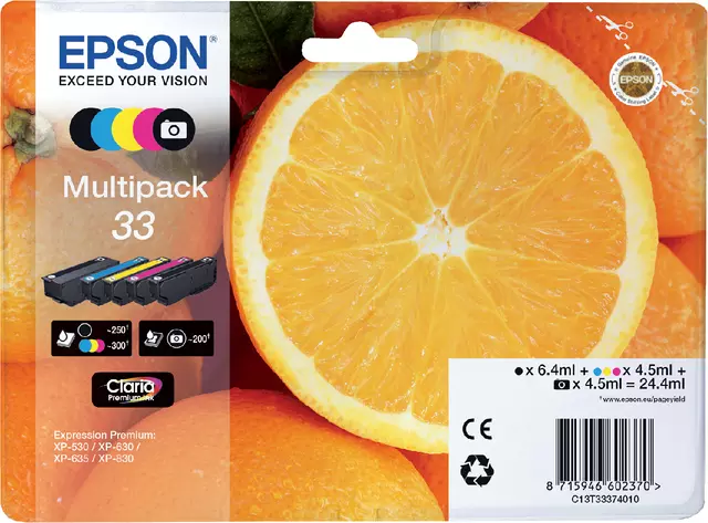 Een Inktcartridge Epson 33 T3337 2x zwart + 3 kleuren koop je bij Company Supplies