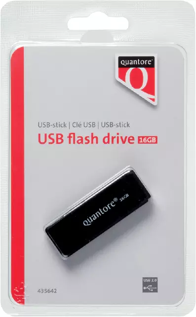 Een Usb-stick Quantore 16gb 2.0 zwart koop je bij All Office Kuipers BV
