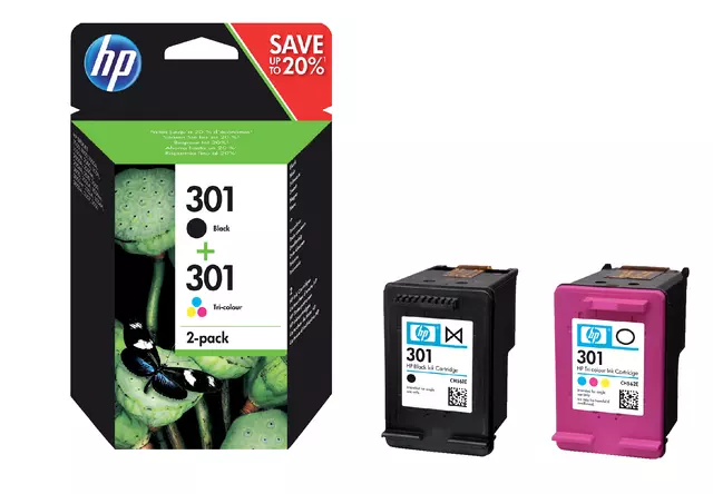 Een Inktcartridge HP N9J72AE 301 zwart + kleur koop je bij De Joma BV