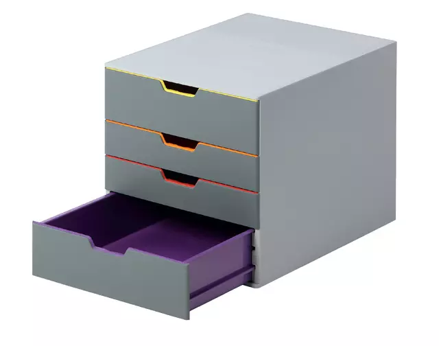 Een Ladenbox Durable Varicolor 4 laden grijs koop je bij Kantorice office & business supplies