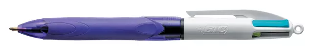 Een Balpen Bic 4kleuren grip fashion M paars koop je bij "De Waal" Kantoor Efficiency