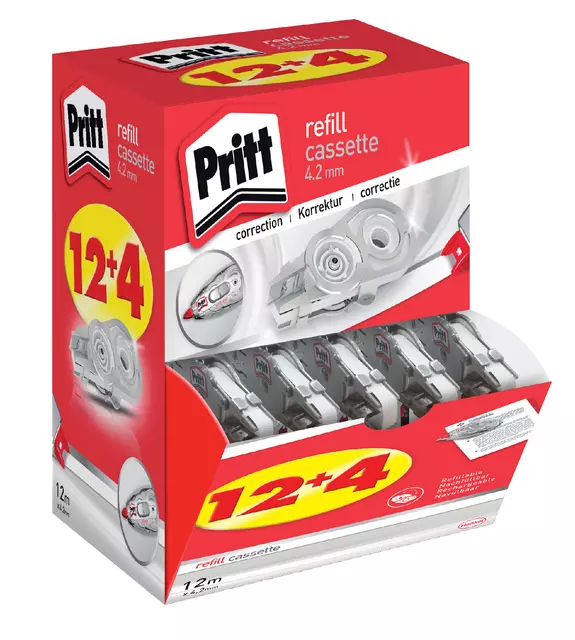 Correctierollervulling Pritt 4.2mmx12m flex doos à 12+4 gratis