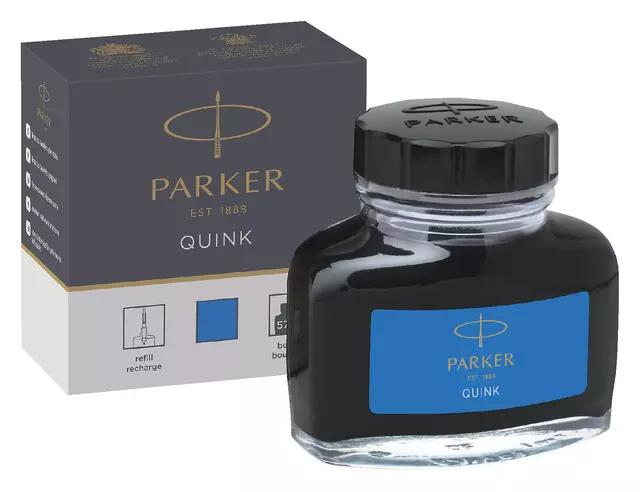 Een Vulpeninkt Parker Quink uitwasbaar 57ml koningsblauw koop je bij Quality Office Supplies