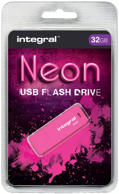 Buy your USB-stick 2.0 Integral 32GB neon roze at QuickOffice BV