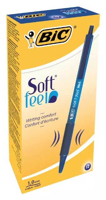 Een Balpen Bic soft feel grip clic medium blauw koop je bij Continu Kantoor