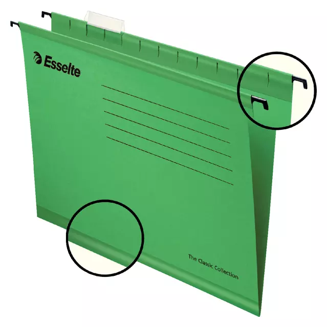 Een Hangmap Esselte Classic A4 V-bodem 345x240mm groen koop je bij QuickOffice BV