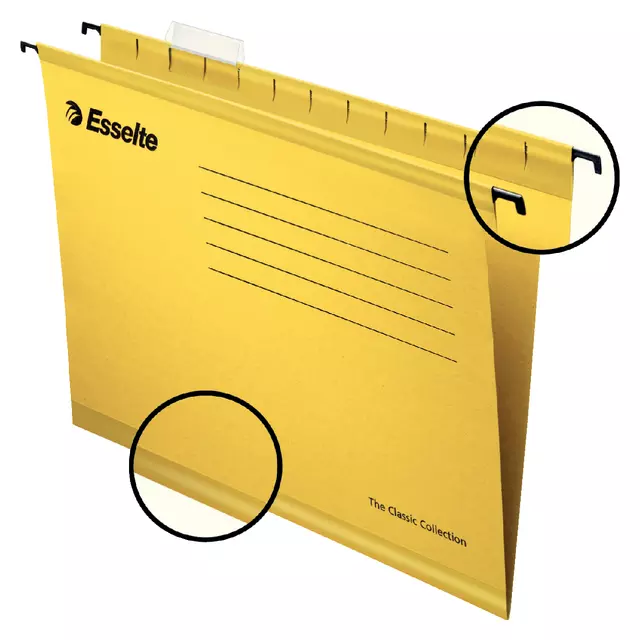 Een Hangmap Esselte Classic A4 V-bodem 345x240mm geel koop je bij Quality Office Supplies