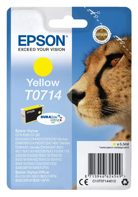 Een Inktcartridge Epson T0714 geel koop je bij All Office Kuipers BV