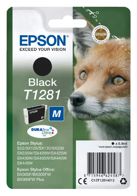 Een Inktcartridge Epson T1281 zwart koop je bij De Joma BV
