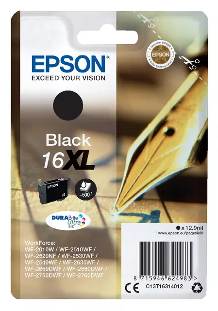 Een Inktcartridge Epson 16XL T1631 zwart koop je bij All Office Kuipers BV